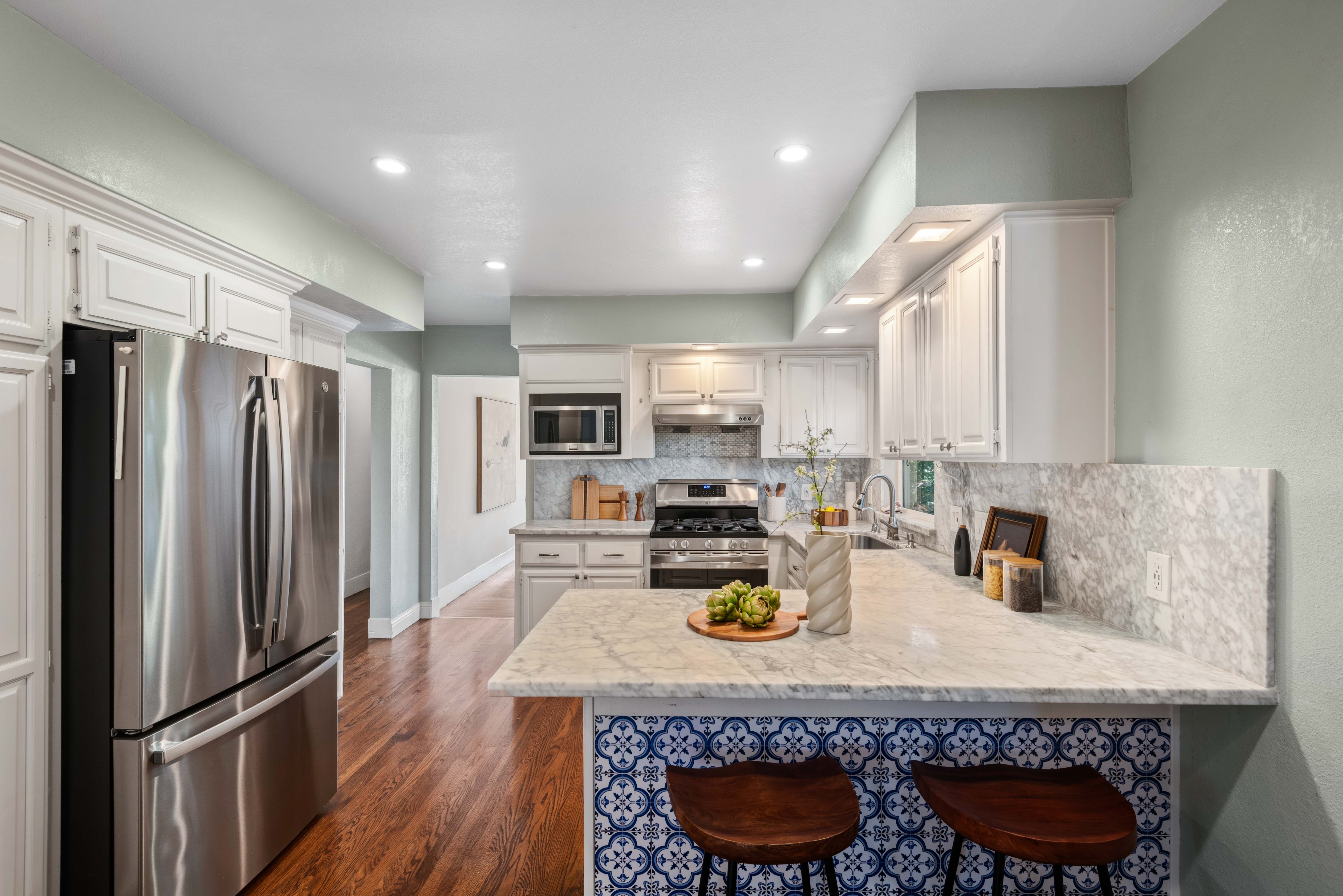 Kitchen with marble countertops