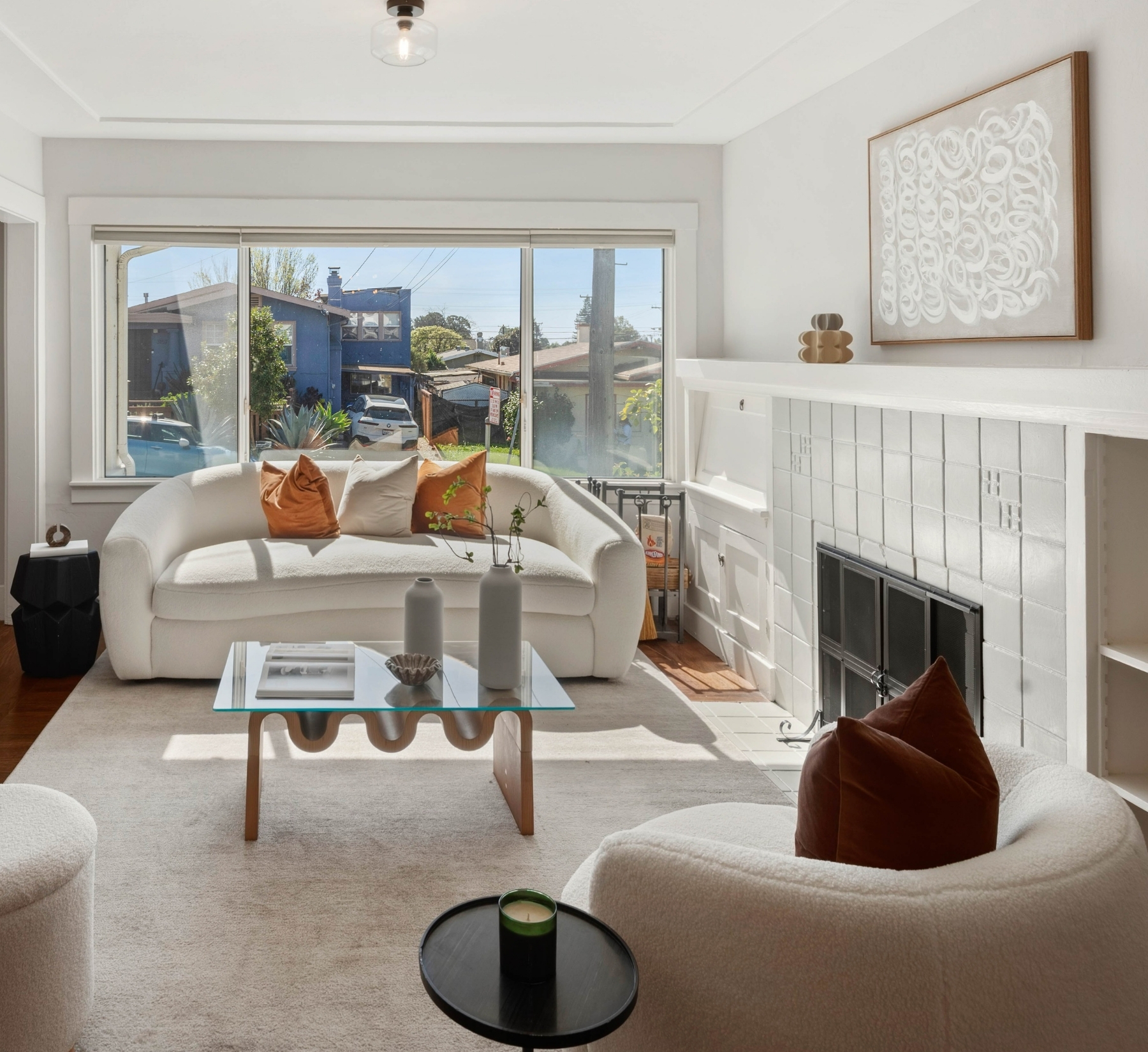 Living room with fireplace